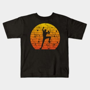 Bouldering Retro Sun Climber Sport Gift Kids T-Shirt